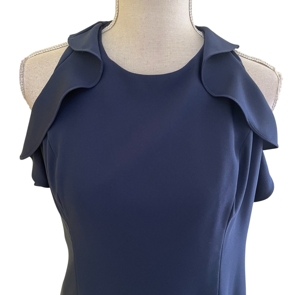 Lilly Pulitzer Navy BlueCrepe Sleeveless Flounce Lace Yoke Britnee Dress 6 - Picture 3 of 12